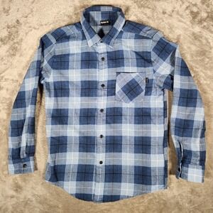 Hurley Plaid Button Down Shirt‎ Boys Large Blue Excellent Long Sleeve Flannel